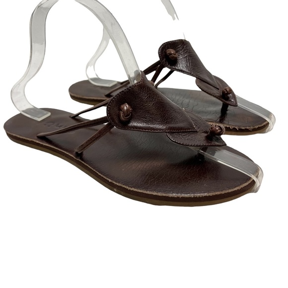 SANUK Genuine Leather Thongs Flip Flops Slides Casual Boho Sandals Heart sz 6 - Picture 1 of 16